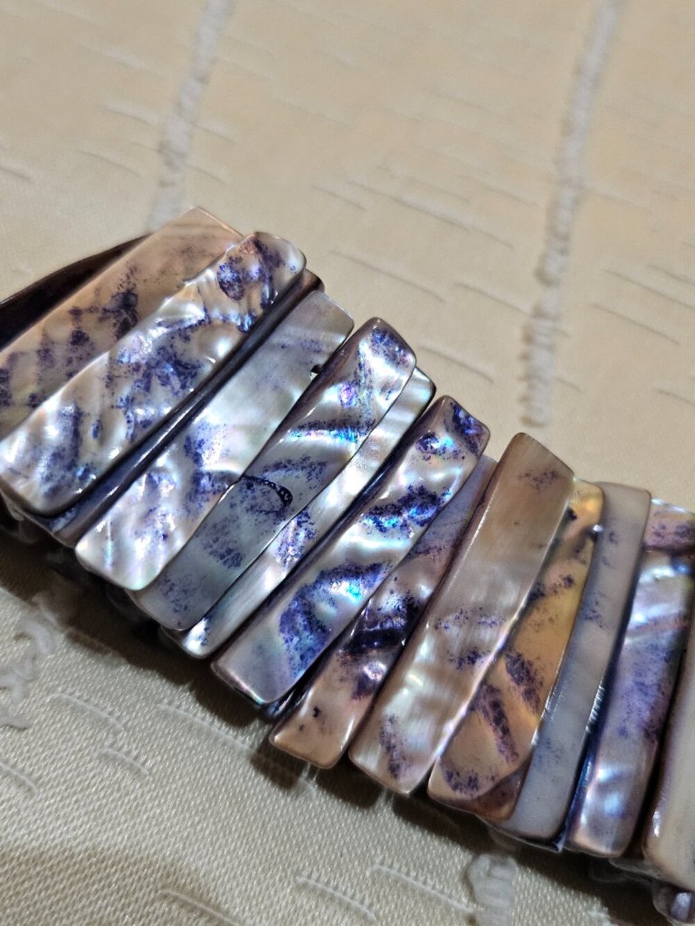 MOTHER of PEARL ELASTICIZED BRACELET CUFF - Picture 4 of 8